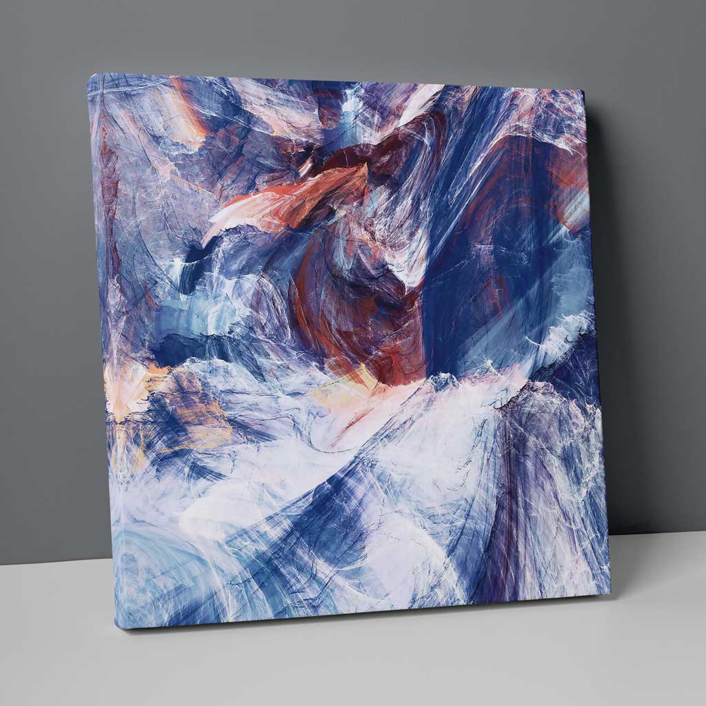 Abstraktes Fraktal Orange Blau Lila Nr. 3 Druck auf Leinwand