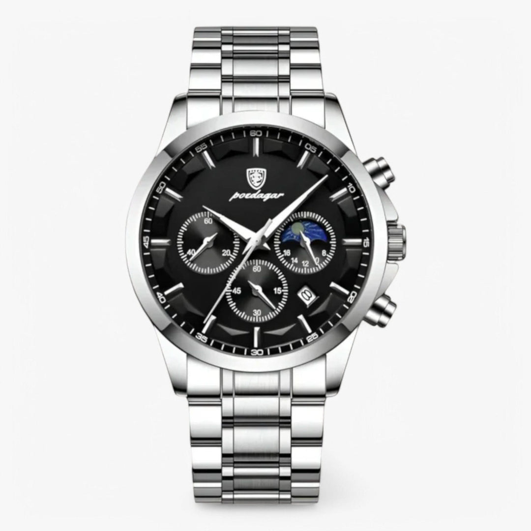 Herren-Chronograph mit Lederarmband und Datumsanzeige