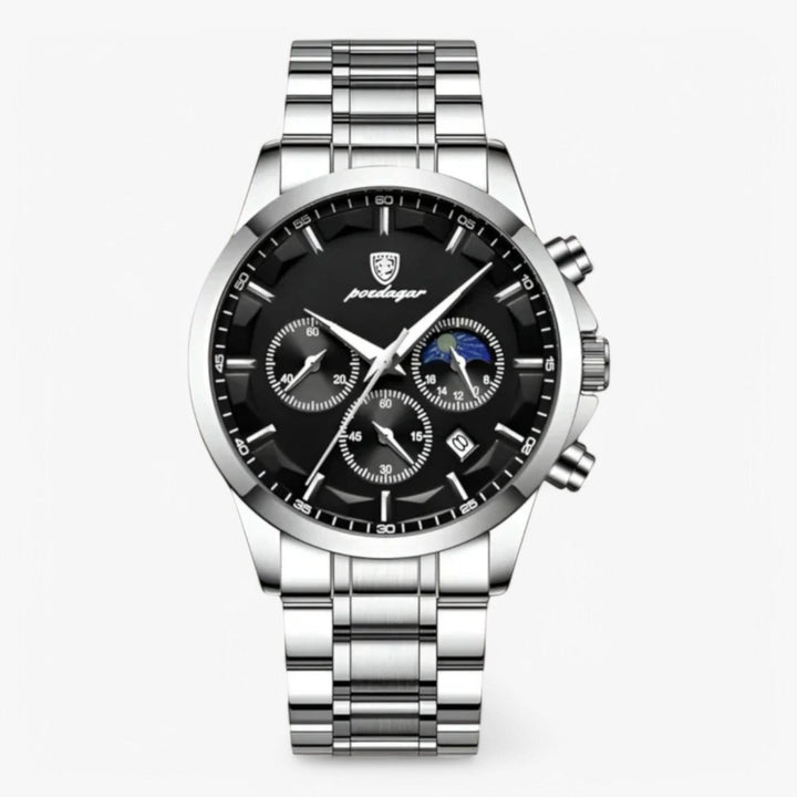 Herren-Chronograph mit Lederarmband und Datumsanzeige