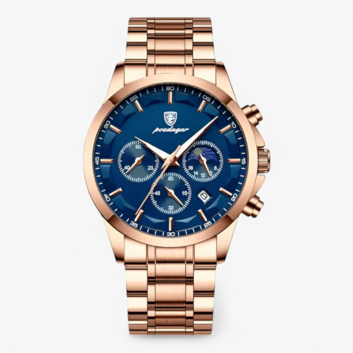 Herren-Chronograph mit Lederarmband und Datumsanzeige