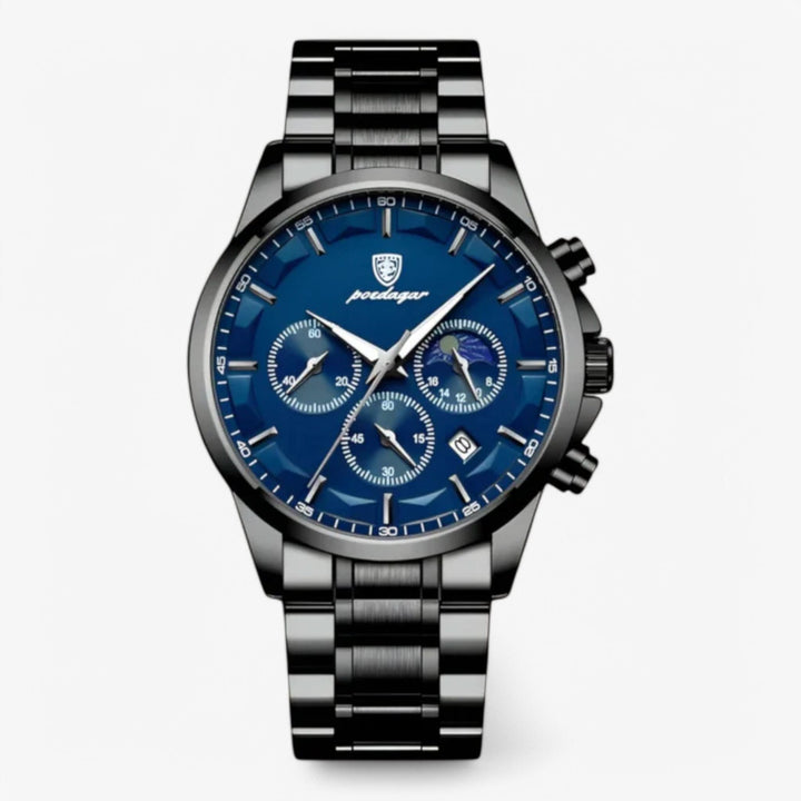 Herren-Chronograph mit Lederarmband und Datumsanzeige
