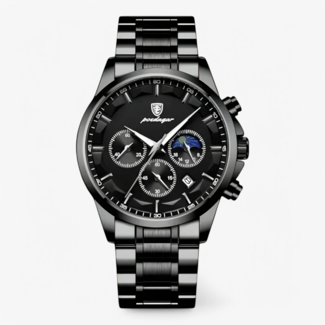 Herren-Chronograph mit Lederarmband und Datumsanzeige