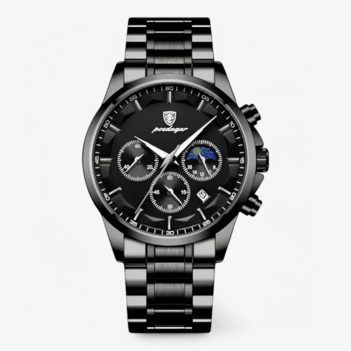 Herren-Chronograph mit Lederarmband und Datumsanzeige