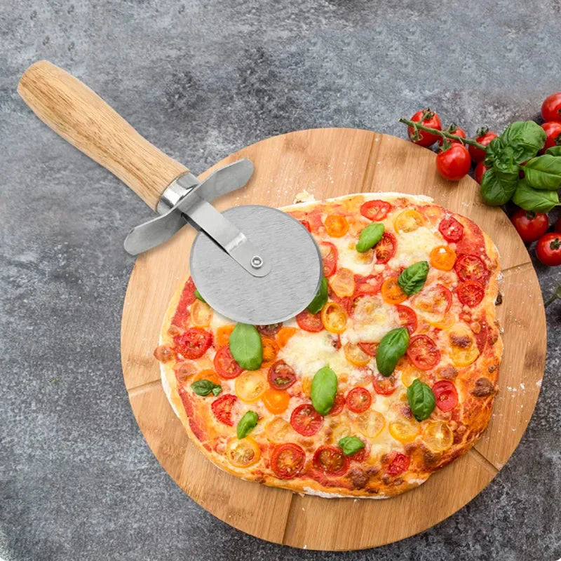 Pizzaschneider Holzgriff Teigschneider Schneidscheibe Schneider | Karnz