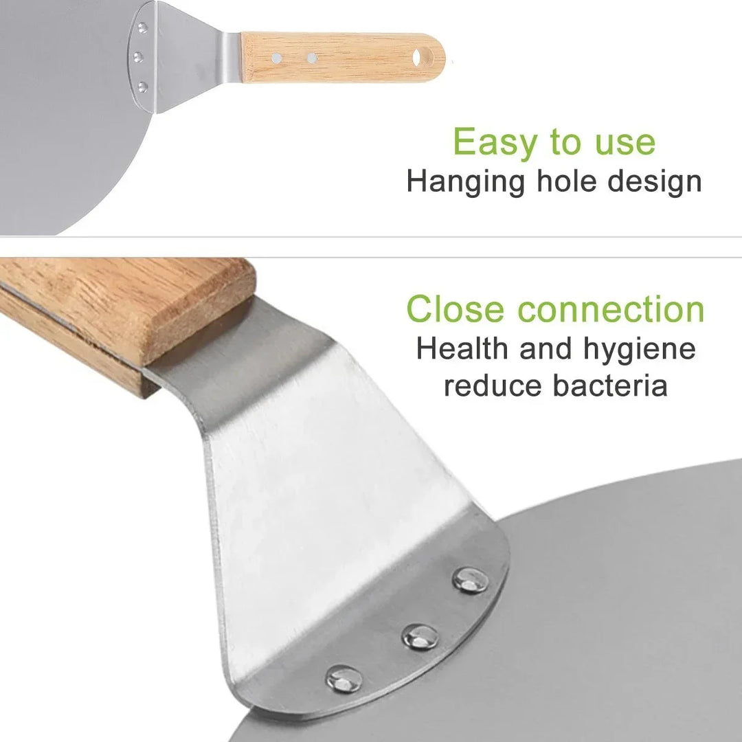Pizza Schaufel Teigwerkzeuge Edelstahl Holzgriff Schaufel Rund | Karnz