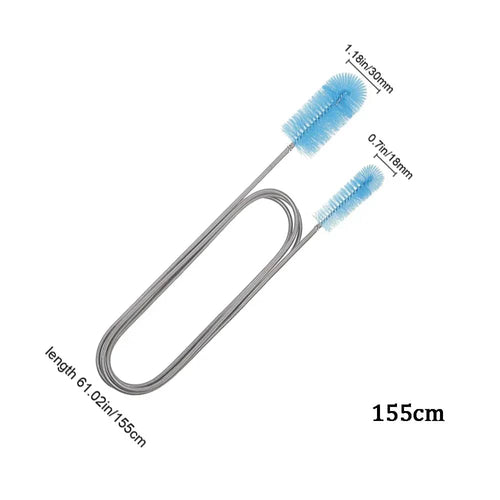 90/155/200CM Aquarien Reinigungsbürste für Schlauch Luftschlauch Edelstahl Flexible Doppelseitige Rohrbürste Fischtank Zubehör | Karnz