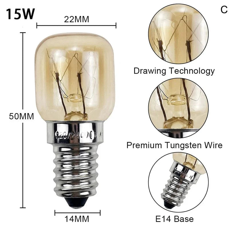 220V Hochtemperaturbirne 15W 25W E14 300 Grad Mikrowellenofen Glühlampe Wolframwendel Dampfgarer Lampe Leuchtmittel Salz Glühlampe | Karnz