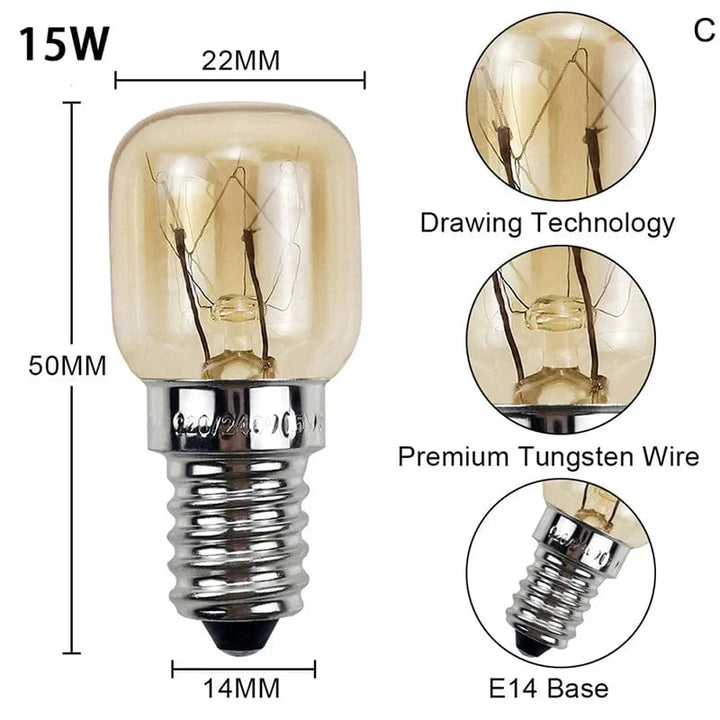 220V Hochtemperaturbirne 15W 25W E14 300 Grad Mikrowellenofen Glühlampe Wolframwendel Dampfgarer Lampe Leuchtmittel Salz Glühlampe | Karnz