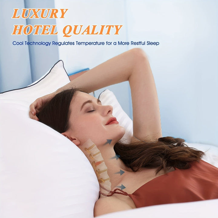 1 Stück Luxus-Hotel-Qualität Kopfkissen - Kühlend & Unterstützend - Perfekt Für Schlafzimmer Gästeräume - Weiche Daunenalternative Füllung Für Rücken-, Bauch- & Seitenschläfer | Karnz