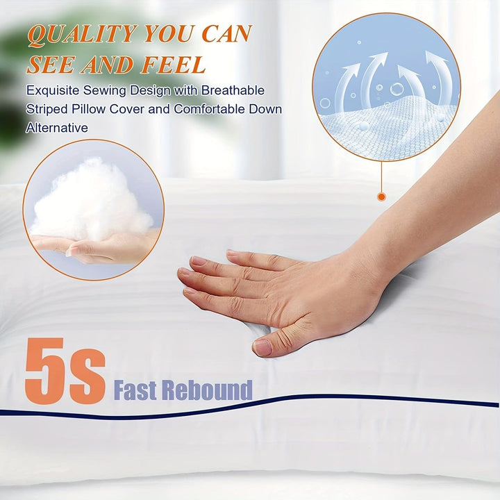 1 Stück Luxus-Hotel-Qualität Kopfkissen - Kühlend & Unterstützend - Perfekt Für Schlafzimmer Gästeräume - Weiche Daunenalternative Füllung Für Rücken-, Bauch- & Seitenschläfer | Karnz