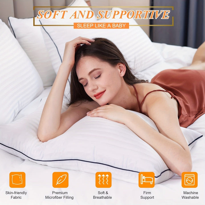 1 Stück Luxus-Hotel-Qualität Kopfkissen - Kühlend & Unterstützend - Perfekt Für Schlafzimmer Gästeräume - Weiche Daunenalternative Füllung Für Rücken-, Bauch- & Seitenschläfer | Karnz