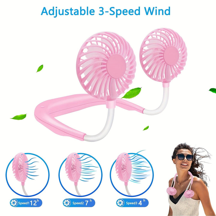 1pc USB wiederaufladbarer tragbarer Nackenventilator - Hands-free persönlicher Tragelüfter mit 360° verstellbaren 3-Geschwindigkeitsstufen für Reisen, Büro, Zuhause und Outdoor-Nutzung | Karnz