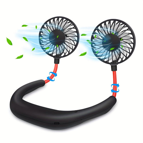 1pc USB wiederaufladbarer tragbarer Nackenventilator - Hands-free persönlicher Tragelüfter mit 360° verstellbaren 3-Geschwindigkeitsstufen für Reisen, Büro, Zuhause und Outdoor-Nutzung | Karnz