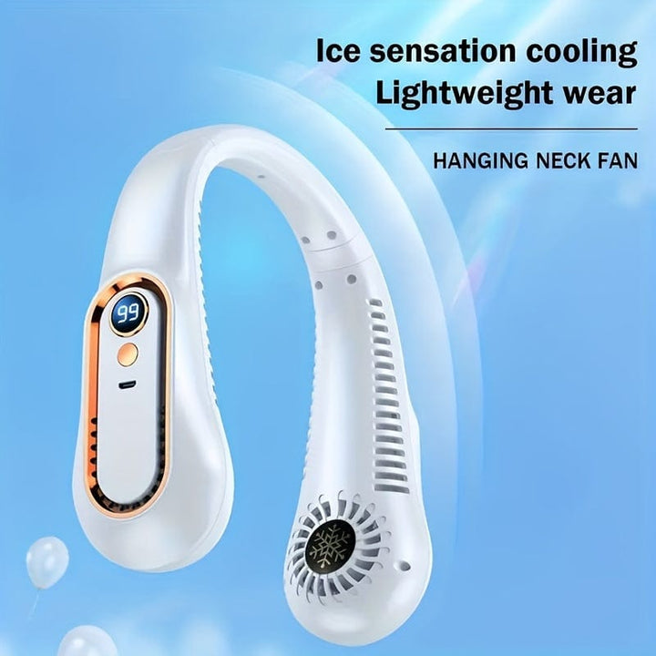 1pc Vaneless Hängender Nackenventilator, Tragbarer USB-Kühlerventilator Mit 5 Geschwindigkeiten Und Digitalem Display - Super starke Technologie Und blattloses Design Für Die Nutzung Im Freien | Karnz
