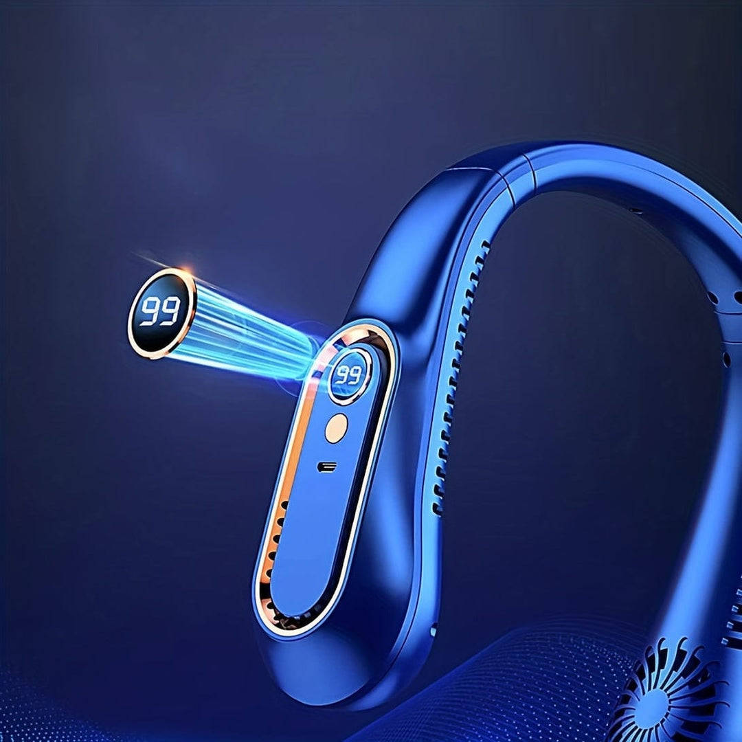 1pc Vaneless Hängender Nackenventilator, Tragbarer USB-Kühlerventilator Mit 5 Geschwindigkeiten Und Digitalem Display - Super starke Technologie Und blattloses Design Für Die Nutzung Im Freien | Karnz