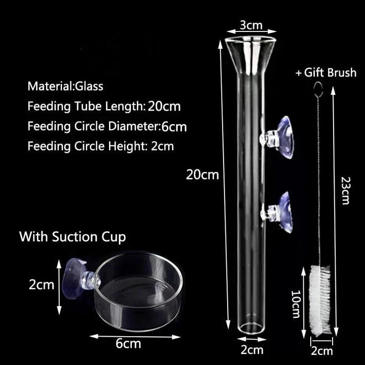 Verdickte Glas-Aquarium-Futterrohr-Schale Transparente Fischtank Garnelen Schnecken Futter Schüssel Aquarium Fischfütterungszubehör | Karnz