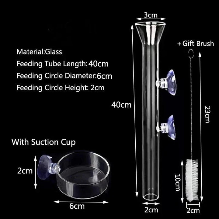 Verdickte Glas-Aquarium-Futterrohr-Schale Transparente Fischtank Garnelen Schnecken Futter Schüssel Aquarium Fischfütterungszubehör | Karnz