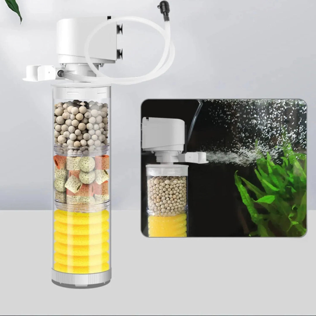 220V 5-IN-1 Silent Filter für Aquarium Schildkröte Fischtank Unterwasserpumpe Schwammfilter Skimmer Wellen Zubehör | Karnz
