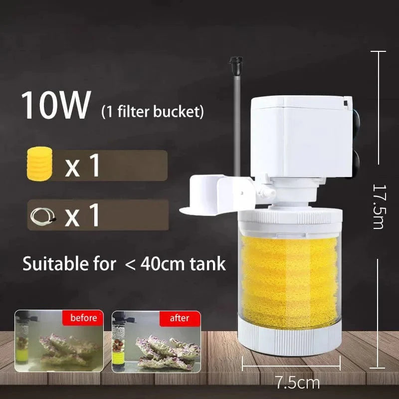 220V 5-IN-1 Silent Filter für Aquarium Schildkröte Fischtank Unterwasserpumpe Schwammfilter Skimmer Wellen Zubehör | Karnz