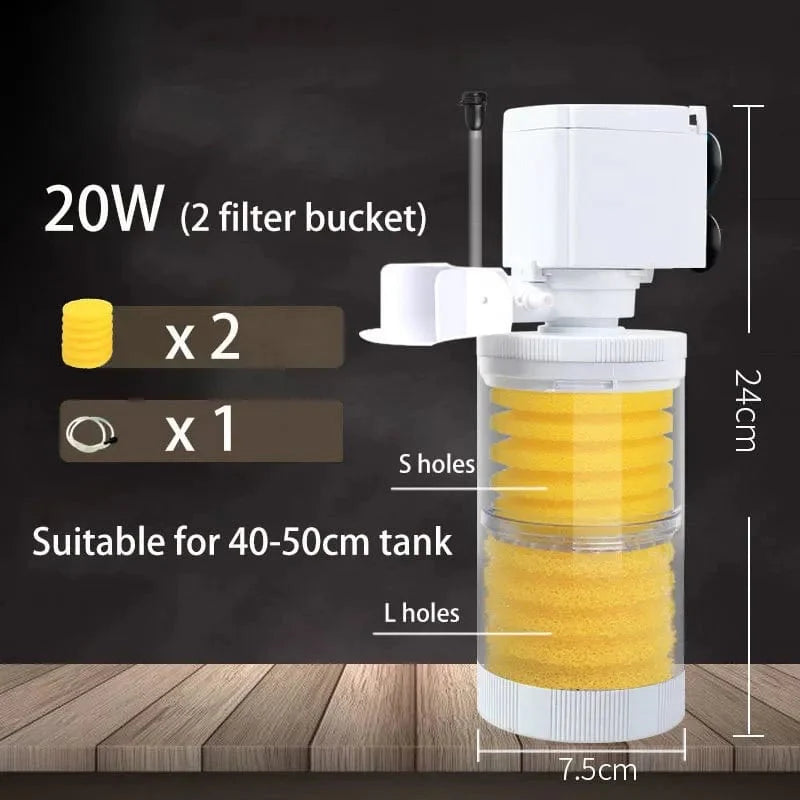 220V 5-IN-1 Silent Filter für Aquarium Schildkröte Fischtank Unterwasserpumpe Schwammfilter Skimmer Wellen Zubehör | Karnz