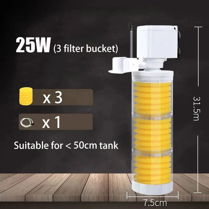 220V 5-IN-1 Silent Filter für Aquarium Schildkröte Fischtank Unterwasserpumpe Schwammfilter Skimmer Wellen Zubehör | Karnz
