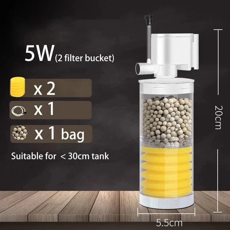 220V 5-IN-1 Silent Filter für Aquarium Schildkröte Fischtank Unterwasserpumpe Schwammfilter Skimmer Wellen Zubehör | Karnz