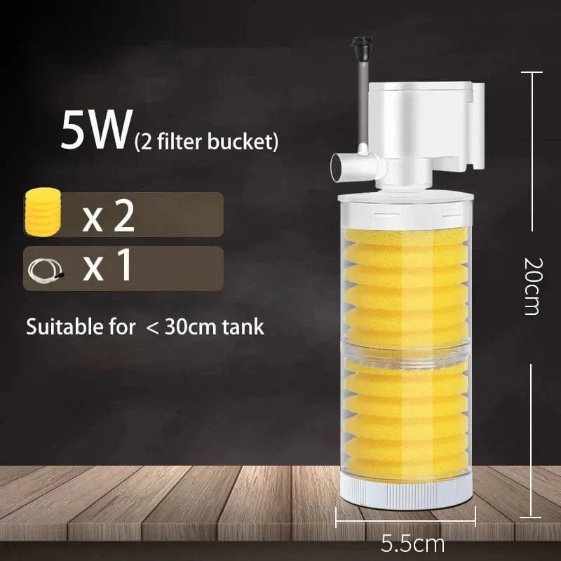 220V 5-IN-1 Silent Filter für Aquarium Schildkröte Fischtank Unterwasserpumpe Schwammfilter Skimmer Wellen Zubehör | Karnz