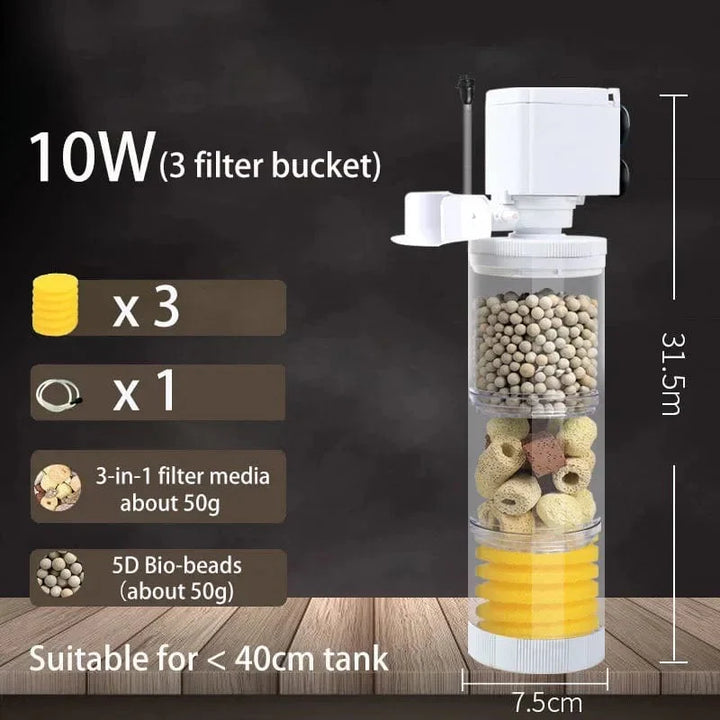 220V 5-IN-1 Silent Filter für Aquarium Schildkröte Fischtank Unterwasserpumpe Schwammfilter Skimmer Wellen Zubehör | Karnz