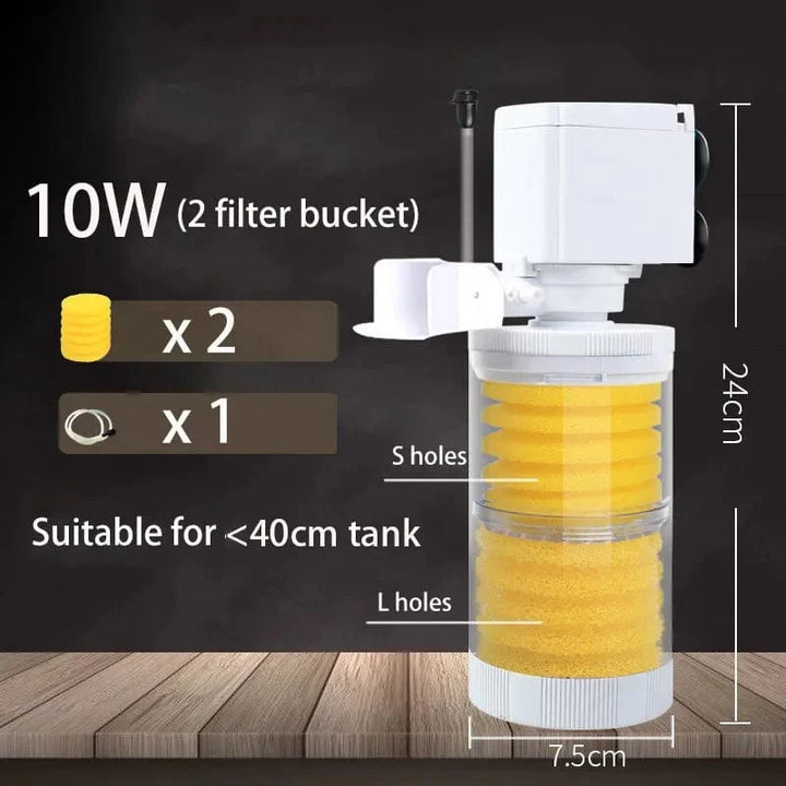 220V 5-IN-1 Silent Filter für Aquarium Schildkröte Fischtank Unterwasserpumpe Schwammfilter Skimmer Wellen Zubehör | Karnz