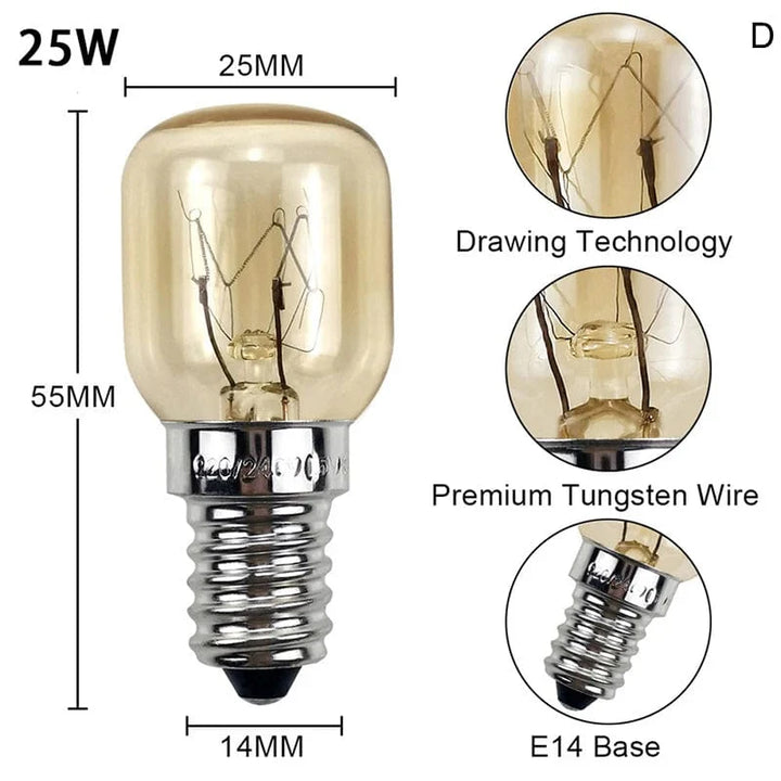 220V Hochtemperaturbirne 15W 25W E14 300 Grad Mikrowellenofen Glühlampe Wolframwendel Dampfgarer Lampe Leuchtmittel Salz Glühlampe | Karnz