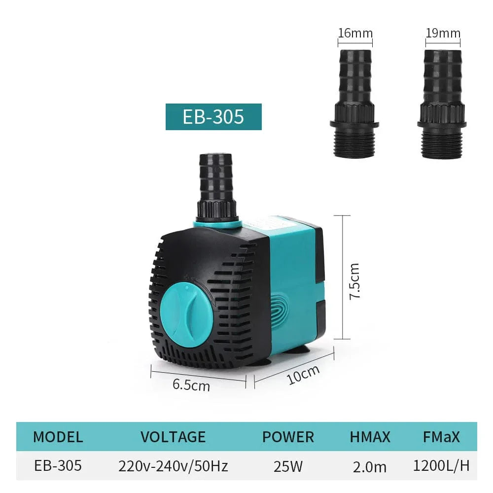 Ultra-Leise 3-60W Unterwasser-Wasserfontänenpumpe Filter Fischteich Aquarium Wasserpumpe Tank Fontaine EU US 220V-240V | Karnz