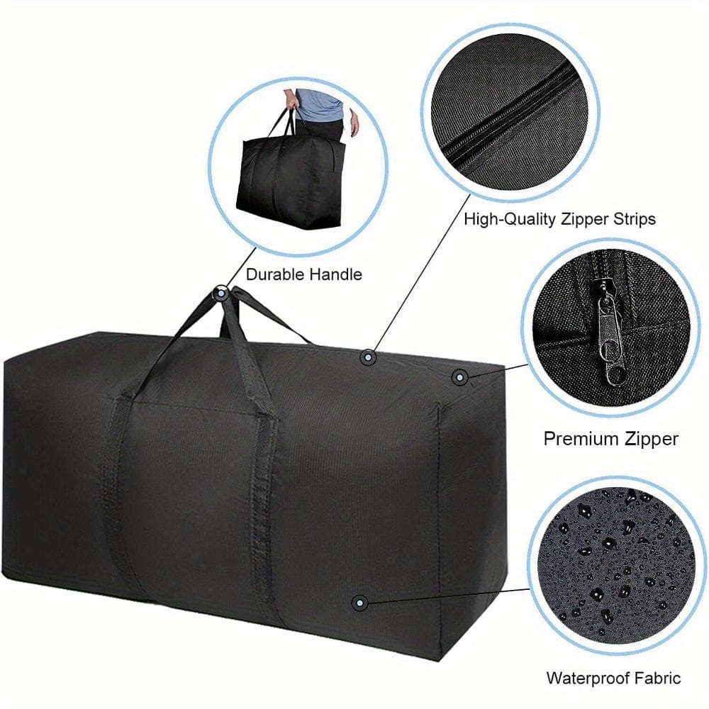 2-piece large capacity shoulder bag with strong zippers and carrying handles, storage bag for clothes and moving supplies, space-saving storage organizer, suitable for moving, travel, and packing