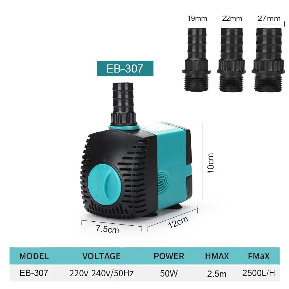 3-60W Ultra-Leise Tauchwasserpumpe Brunnen Fischteich Aquarium Wasserpumpe Filter Fischbecken Brunnenpumpe 220V-240V/110V | Karnz