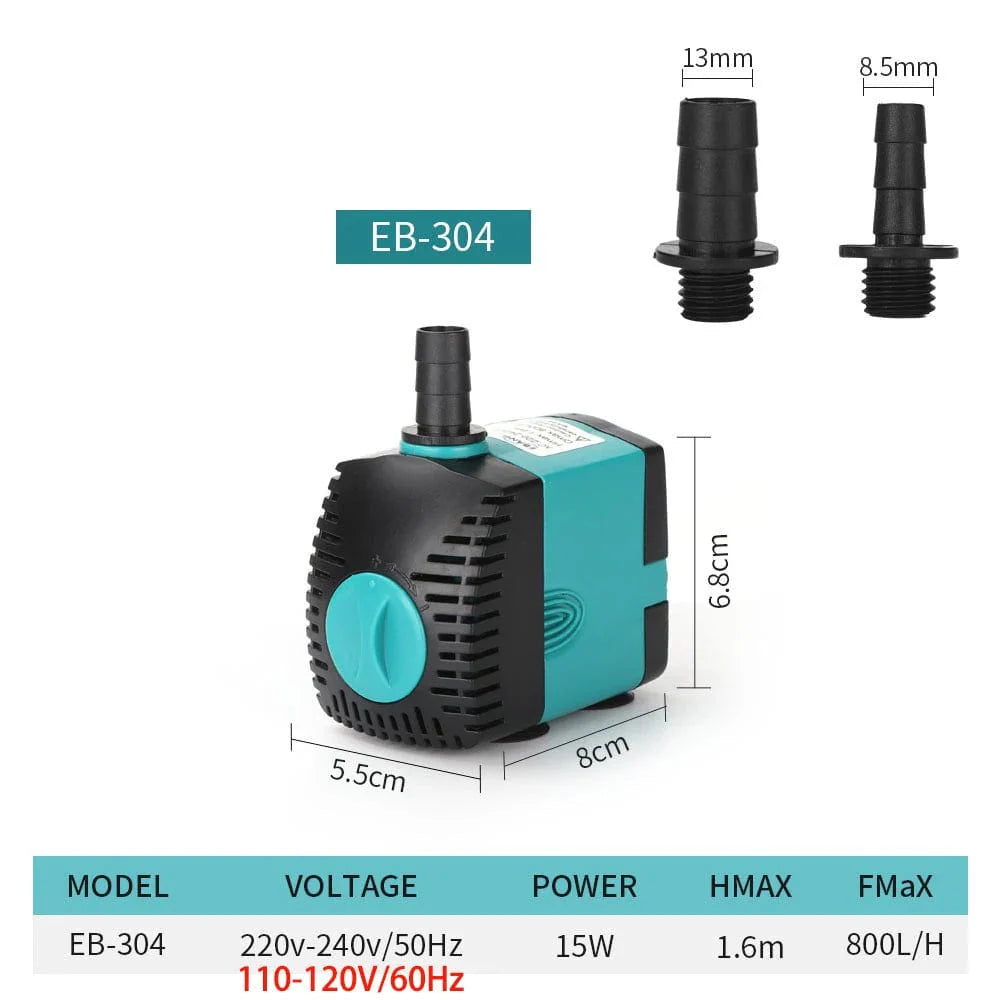3-60W Ultra-Leise Tauchwasserpumpe Brunnen Fischteich Aquarium Wasserpumpe Filter Fischbecken Brunnenpumpe 220V-240V/110V | Karnz