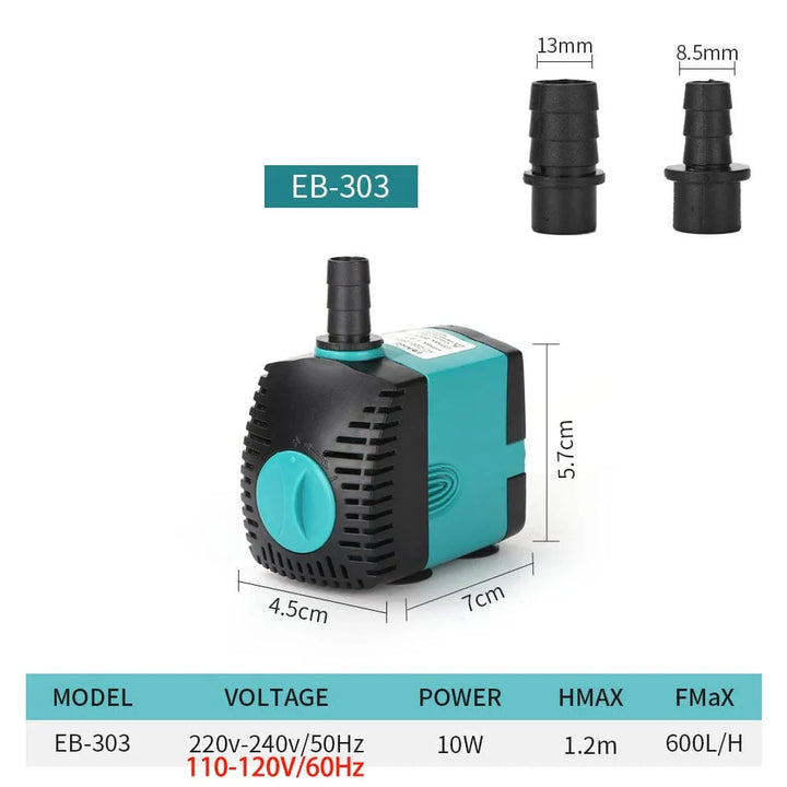 3-60W Ultra-Leise Tauchwasserpumpe Brunnen Fischteich Aquarium Wasserpumpe Filter Fischbecken Brunnenpumpe 220V-240V/110V | Karnz