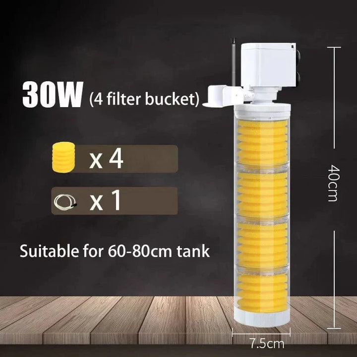 220V 5-IN-1 Silent Filter für Aquarium Schildkröte Fischtank Unterwasserpumpe Schwammfilter Skimmer Wellen Zubehör | Karnz