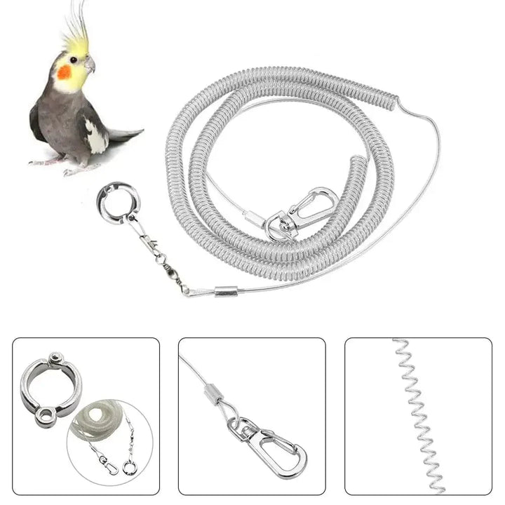 3M/6M Papagei Vogel Flugtrainingsleine Ultraleicht Flexibles Seil Anti-Biss mit Beinschlaufe Geschirr Vogel Trainingsseil Außen | Karnz