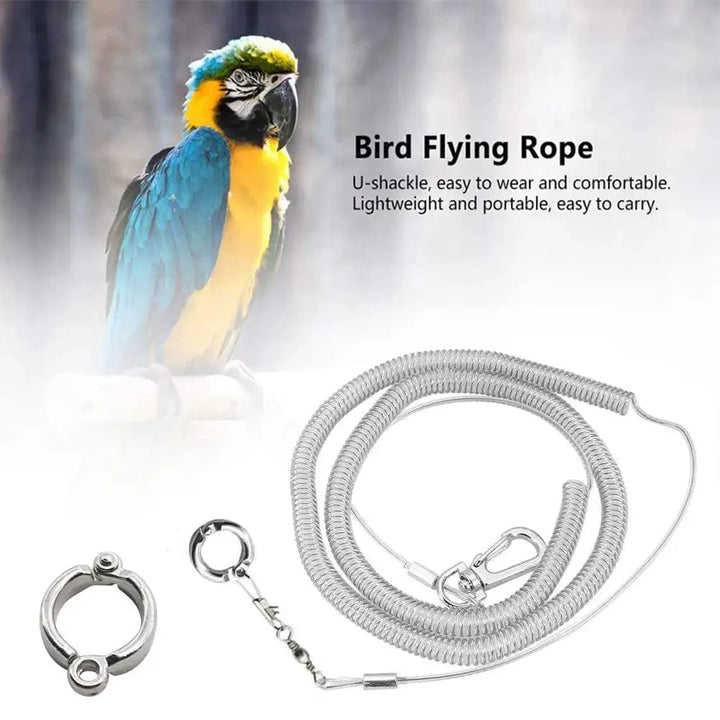 3M/6M Papagei Vogel Flugtrainingsleine Ultraleicht Flexibles Seil Anti-Biss mit Beinschlaufe Geschirr Vogel Trainingsseil Außen | Karnz