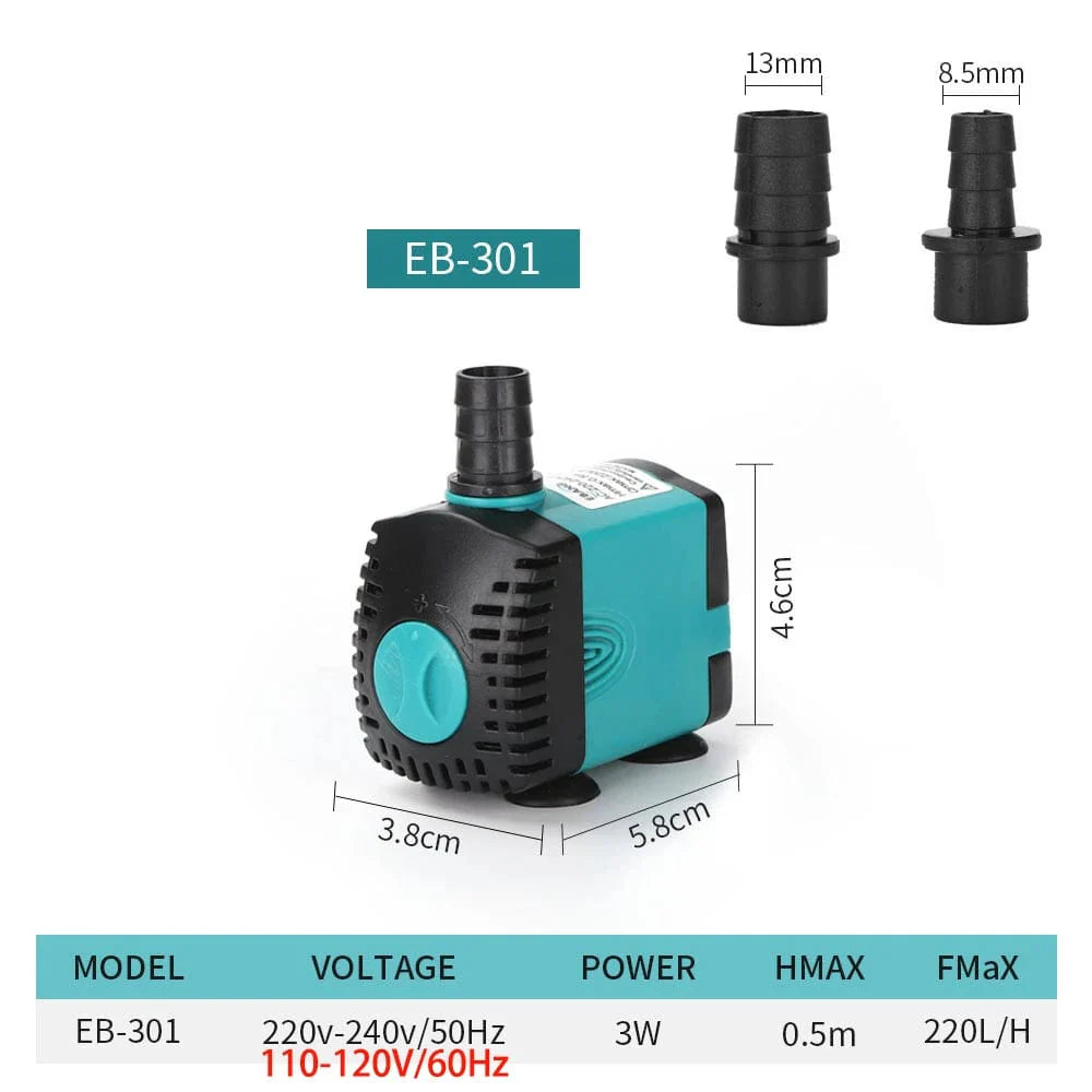 3-60W Ultra-Leise Tauchwasserpumpe Brunnen Fischteich Aquarium Wasserpumpe Filter Fischbecken Brunnenpumpe 220V-240V/110V | Karnz