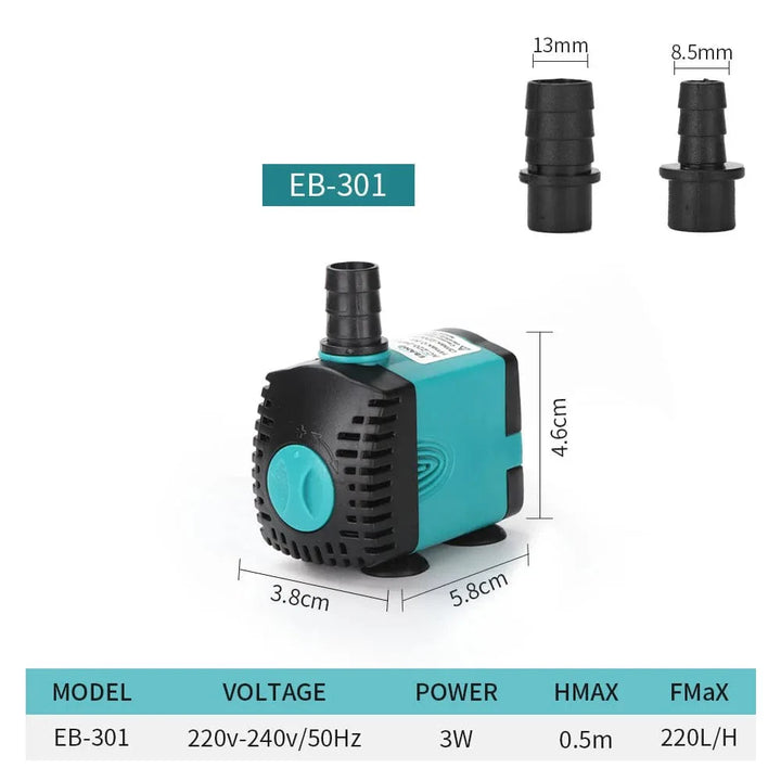 Ultra-Leise 3-60W Unterwasser-Wasserfontänenpumpe Filter Fischteich Aquarium Wasserpumpe Tank Fontaine EU US 220V-240V | Karnz