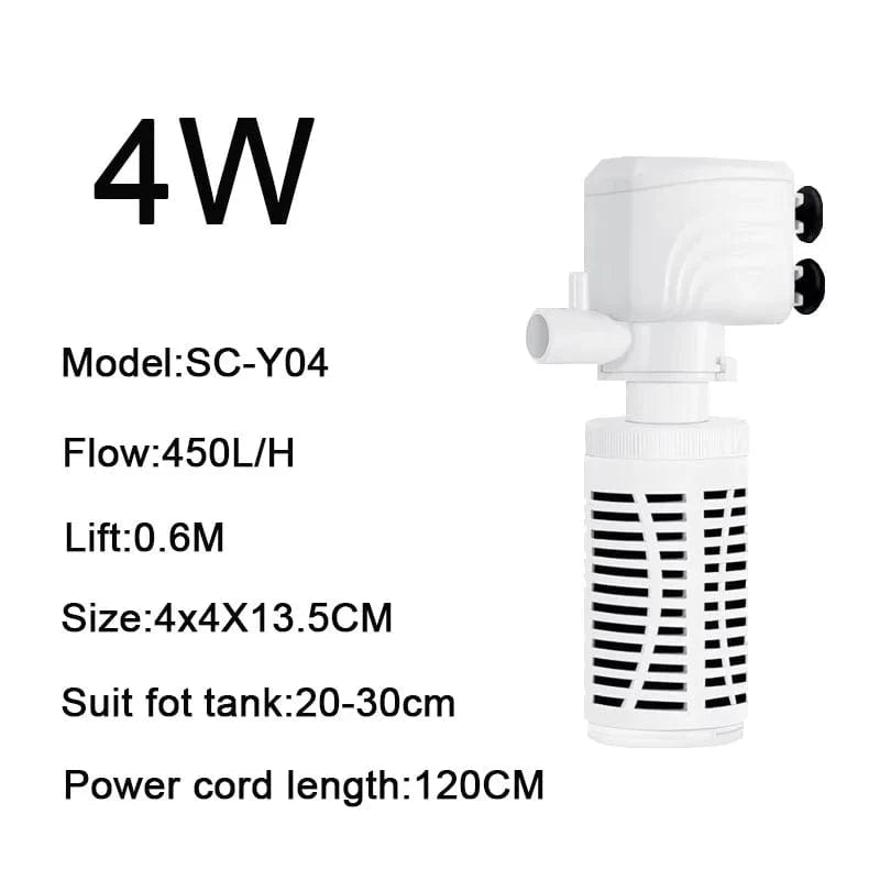 4 in 1 Aquarium Filterpumpe Stille Fischtank Untertauch Luft Sauerstoff Belüfter Aquarium Luftpumpe Wasserwechselpumpe Wellenmacher 220v | Karnz