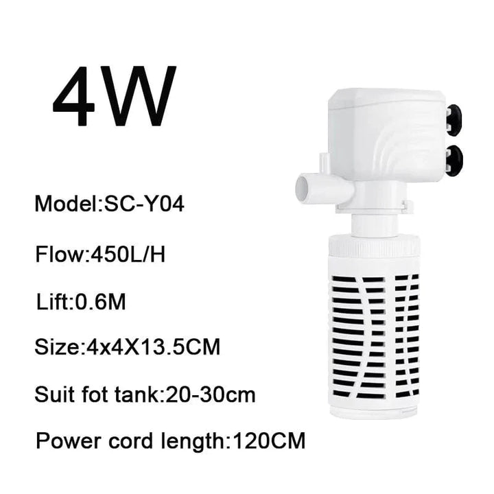 4 in 1 Aquarium Filterpumpe Stille Fischtank Untertauch Luft Sauerstoff Belüfter Aquarium Luftpumpe Wasserwechselpumpe Wellenmacher 220v | Karnz