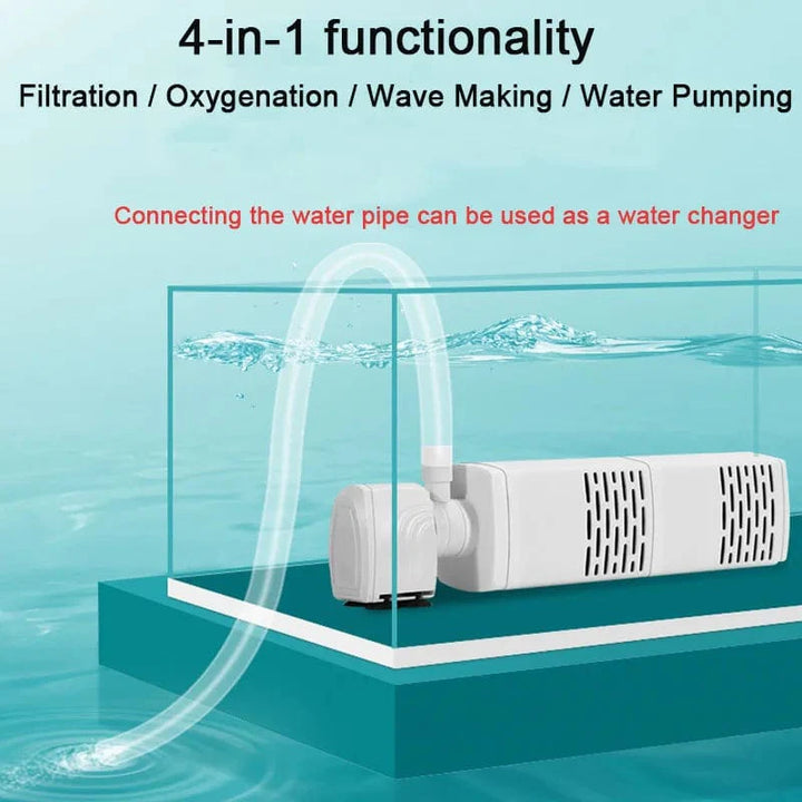 4 in 1 Aquarium Filterpumpe Stille Fischtank Untertauch Luft Sauerstoff Belüfter Aquarium Luftpumpe Wasserwechselpumpe Wellenmacher 220v | Karnz