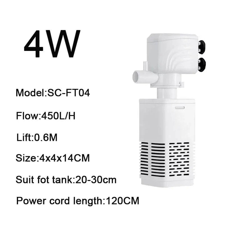 4 in 1 Aquarium Filterpumpe Stille Fischtank Untertauch Luft Sauerstoff Belüfter Aquarium Luftpumpe Wasserwechselpumpe Wellenmacher 220v | Karnz