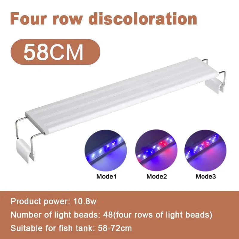 Aquarium LED-Licht Super Slim Fisch Tank Licht Pflanzenwachstumsbeleuchtung 28-58 cm Aufhellend Erweiterbar Clip 220V Für Fisch Tank | Karnz