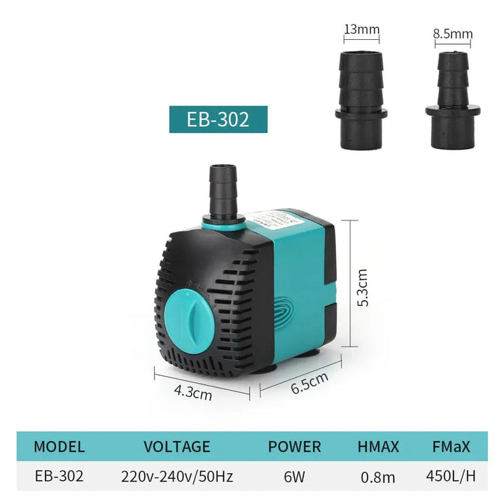 Ultra-Leise 3-60W Unterwasser-Wasserfontänenpumpe Filter Fischteich Aquarium Wasserpumpe Tank Fontaine EU US 220V-240V | Karnz