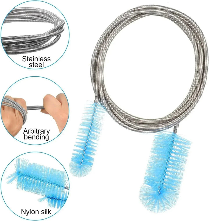90/155/200CM Aquarien Reinigungsbürste für Schlauch Luftschlauch Edelstahl Flexible Doppelseitige Rohrbürste Fischtank Zubehör | Karnz