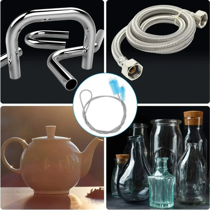 90/155/200CM Aquarien Reinigungsbürste für Schlauch Luftschlauch Edelstahl Flexible Doppelseitige Rohrbürste Fischtank Zubehör | Karnz
