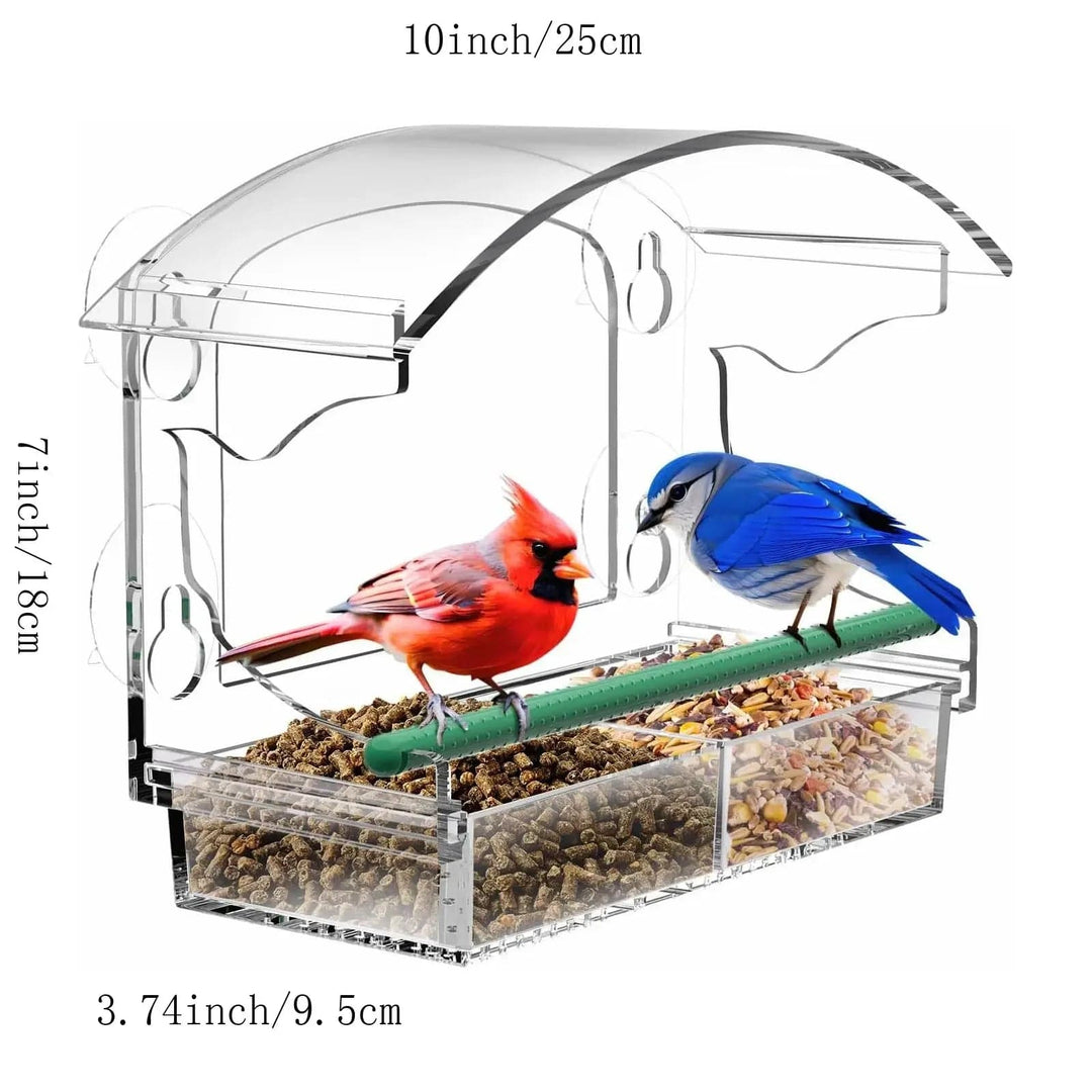 Acrylklarer Glasfenster Vögel hängender Futterspender Vogelhaus Nahrung Fütterung Haus Tisch Saat Erdnuss Saugnapf | Karnz