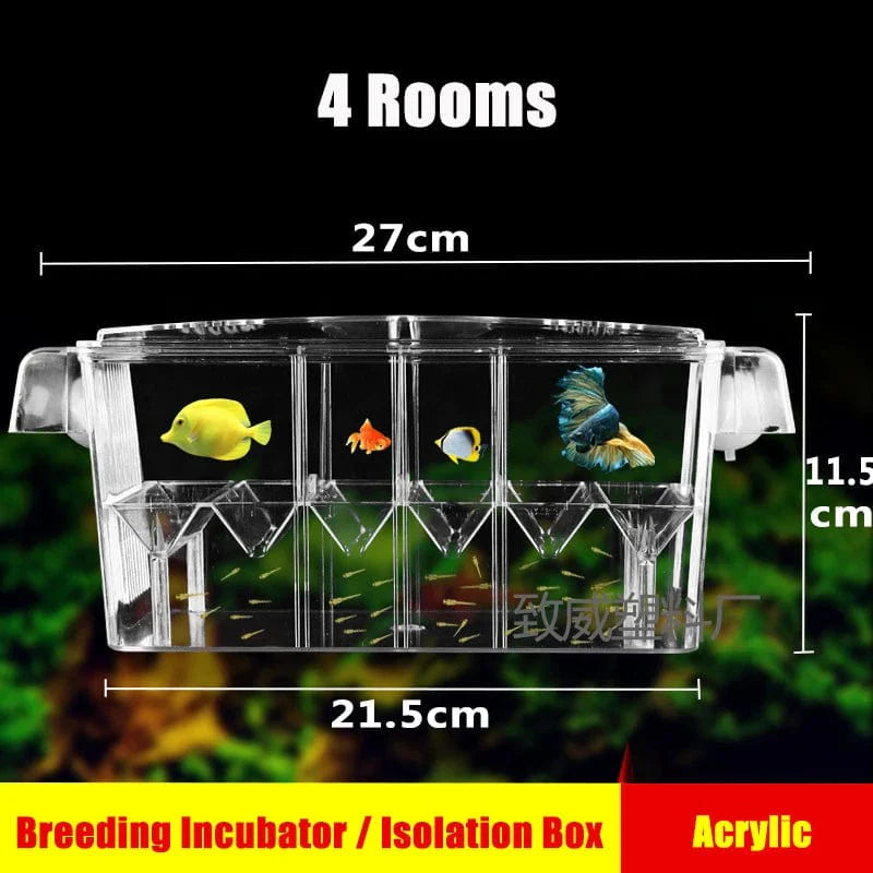 Aquarium Zucht Inkubator Isolationsbox Doppelter Layer 4 Räume Transparentes Acryl Selbstschwimmende Fischbrutkasten Fischtank | Karnz